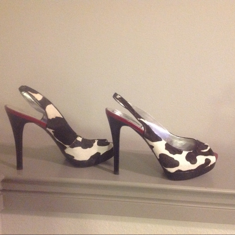 Guess platform animal print sling backs